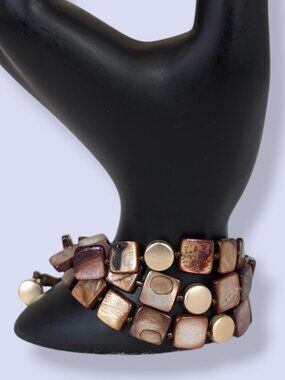 3-Strand Brown Abalone Beaded Bracelet